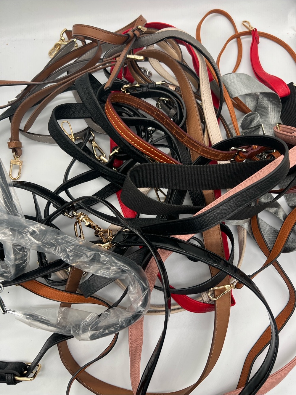 Mixed Leather & Fabric Bag Straps - Assorted Colors